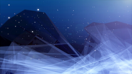 Aufkleber - Planet Low Poly Land Science Space Fiction Texture Background. Shiny Glow Stars Falling To Wondering Universe Area Illustration.
