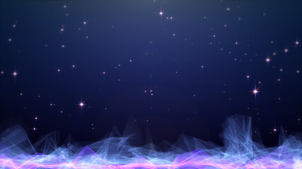 Aufkleber - Planet Low Poly Land Science Space Fiction Texture Background. Shiny Glow Stars Falling To Wondering Universe Area Illustration.