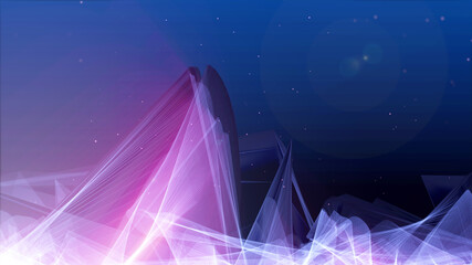 Aufkleber - Planet Low Poly Land Science Space Fiction Texture Background. Shiny Glow Stars Falling To Wondering Universe Area Illustration.