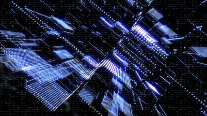 Leinwandbilder - Abstract 3D Rendering Digital Element Lines Dots Data Storage Connection Service Illustration Background.