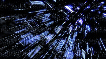Leinwandbilder - Abstract 3D Rendering Digital Element Lines Dots Data Storage Connection Service Illustration Background.