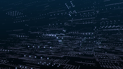 Leinwandbilder - Abstract 3D Rendering Digital Element Lines Dots Data Storage Connection Service Illustration Background.