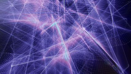 Leinwandbilder - Complex Connection Curve Line Consisting Swirl Wave Element Technology Illustration Background.
