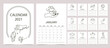 © piixypeach - line hand calendar 2021 with rose,flower,crystal,sun in boho style