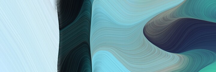 Poster - futuristic decorative waves background with very dark blue, medium aqua marine and pale turquoise colors. can be used as header or banner