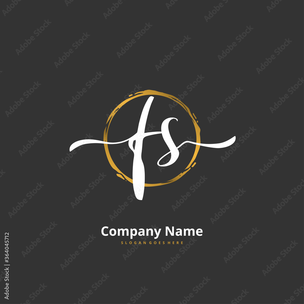 F S FS Initial handwriting and signature logo design with circle ...