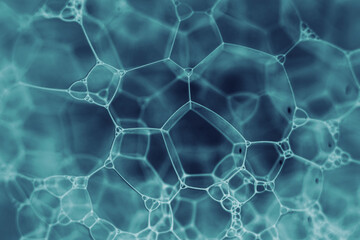 Aufkleber - Close up Beautiful aqua abstract soap bubbles. Background pattern for design. Macro photography view.