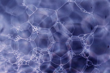 Poster - Close up Beautiful purple abstract soap bubbles. Background pattern for design. Macro photography view.