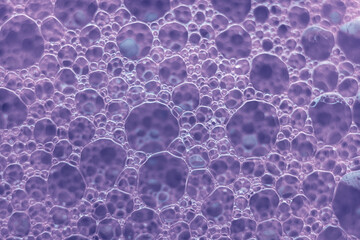 Aufkleber - Close up Beautiful purple abstract soap bubbles. Background pattern for design. Macro photography view.