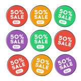 Fototapeta Motyle - 50 percent Sale speech bubble sign. Discount tag 50 label promo offer