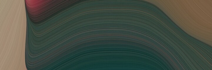 Poster - abstract dynamic designed horizontal header with dark slate gray, gray gray and pastel brown colors. fluid curved flowing waves and curves for poster or canvas