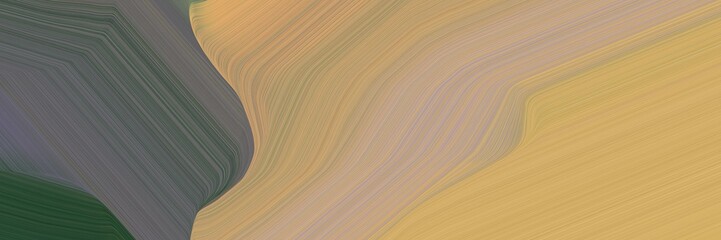 Poster - abstract decorative designed horizontal banner with dark khaki, dark slate gray and dim gray colors. fluid curved flowing waves and curves for poster or canvas
