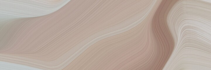 Poster - abstract modern designed horizontal banner with dark gray, light gray and pastel brown colors. fluid curved flowing waves and curves for poster or canvas