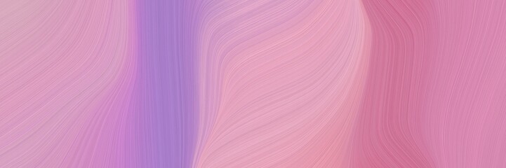 Poster - abstract dynamic designed horizontal banner with pastel violet, medium purple and pale violet red colors. fluid curved flowing waves and curves for poster or canvas