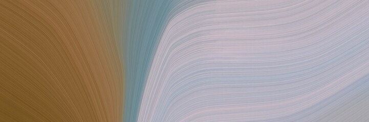 Fototapete - abstract dynamic designed horizontal banner with brown, ash gray and slate gray colors. fluid curved lines with dynamic flowing waves and curves for poster or canvas