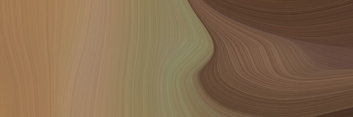Poster - abstract decorative horizontal banner with pastel brown, old mauve and rosy brown colors. fluid curved flowing waves and curves for poster or canvas