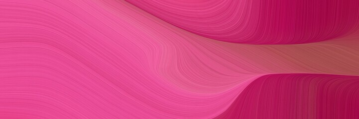 Poster - abstract colorful designed horizontal banner with mulberry , dark moderate pink and moderate pink colors. fluid curved lines with dynamic flowing waves and curves for poster or canvas