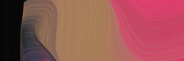 Fototapete - abstract flowing designed horizontal banner with indian red, very dark pink and moderate pink colors. fluid curved lines with dynamic flowing waves and curves for poster or canvas