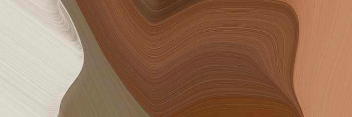 Poster - abstract flowing horizontal header with brown, pastel gray and peru colors. fluid curved lines with dynamic flowing waves and curves for poster or canvas