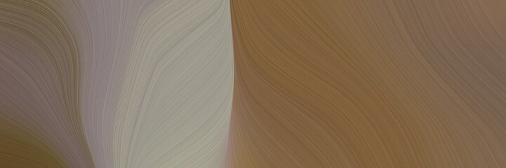 Poster - abstract moving designed horizontal header with pastel brown, rosy brown and gray gray colors. fluid curved flowing waves and curves for poster or canvas
