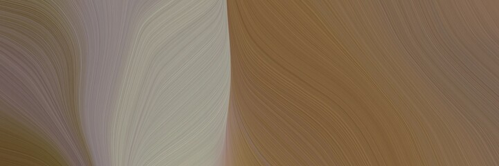 Poster - abstract flowing horizontal banner with pastel brown, rosy brown and dark olive green colors. fluid curved lines with dynamic flowing waves and curves for poster or canvas