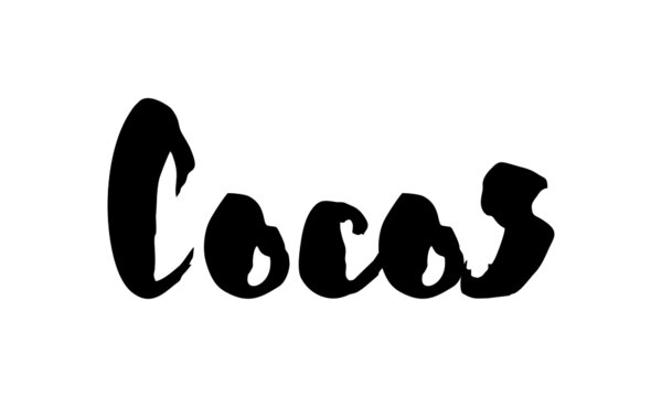 Cocos Country Name Handwritten Text Calligraphy Black Color Text 
on White Background