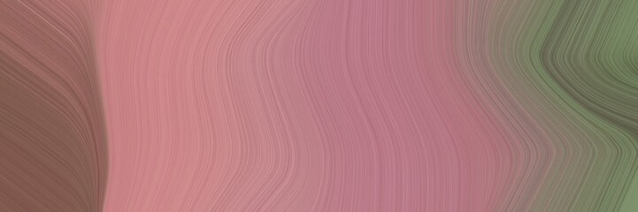Poster - abstract decorative designed horizontal header with rosy brown, pastel brown and dim gray colors. fluid curved flowing waves and curves for poster or canvas