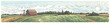Rural landscape, panoramic format with a farm with and agricultural fields around.