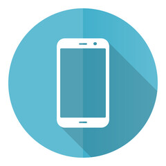 Aufkleber - Smartphone vector icon, flat design blue round web button isolated on white background