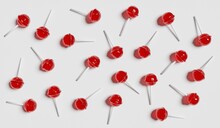 Red Lollipops On A White Background 3d Render
