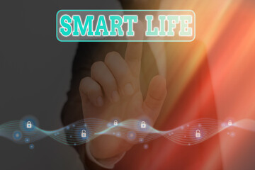 Poster - word writing text smart life. business photo showcasing technology that works to make living enjoyab
