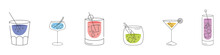 A Set Of Cocktails. Logos. Cold Summer Drinks. Modern Style. Flat Design
