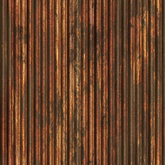 Old bronze surface.  Rusty corrugated metal sheet. Texture of metal fence or covering. Seamless background.