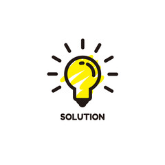 Canvas Print - Simple Unique Flat Solution Icon Illustration with Light Bulb Sign Template Vector