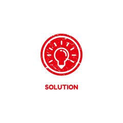 Poster - Abstract Circle Red Grungy Solution Icon Illustration with Light Bulb Sign Template Vector