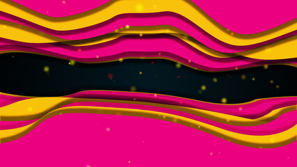 Poster - Computer generated abstract shape of tunnel. 3d rendering of color multilayer slice with wavy passage. Horizontal backdrop