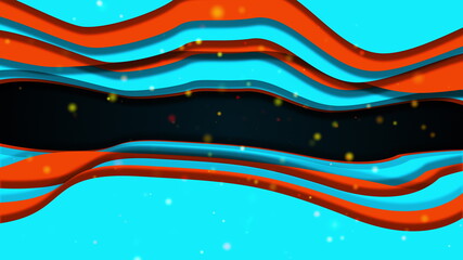 Poster - Computer generated abstract shape of tunnel. 3d rendering of color multilayer slice with wavy passage. Horizontal backdrop