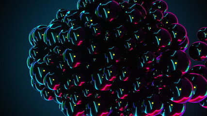 Aufkleber - 3D rendering of abstract background. Computer generated the emergence of many bubbles with reflection, they filling the whole screen