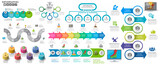 Fototapeta  - Timeline infographics design template with 7 options, process diagram.