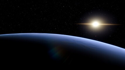 Wall Mural - beautiful alien planet in far space, realistic exoplanet, planet similar to earth, detailed planet s
