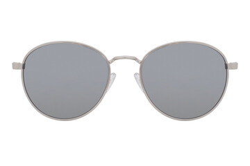 Canvas Print - Sunglasses with a silver frame and mirror lens isolated on white background.