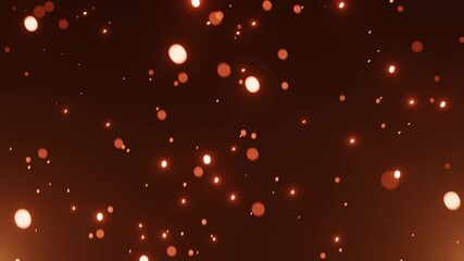 Wall Mural - A lot of bright sparks are flying from the fire at night with defocus camera. Beautiful abstract background on the theme of fire, light and life. 4K loop animation