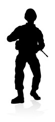 Wall Mural - Silhouettes of a military armed forces army soldier