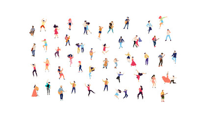 Wall Mural - Dancing people vector isolated illustration. Musicians flat illustration