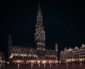 Grand Place in Brussels at Night, Belgium