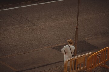 Modern elegant arabian man waiting in the street concept of business