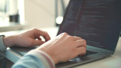 working on tablet computer, extreme close-up human hands. using internet in web office. coding. touc
