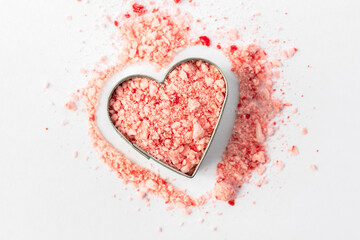 Wall Mural - Crushed Peppermint Candy in a Heart Shape