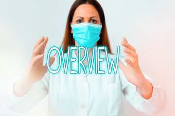Poster - text sign showing overview. business photo showcasing description of facts findings and objectives t