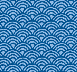  Japanese Hand Drawn Wave Vector Seamless Pattern